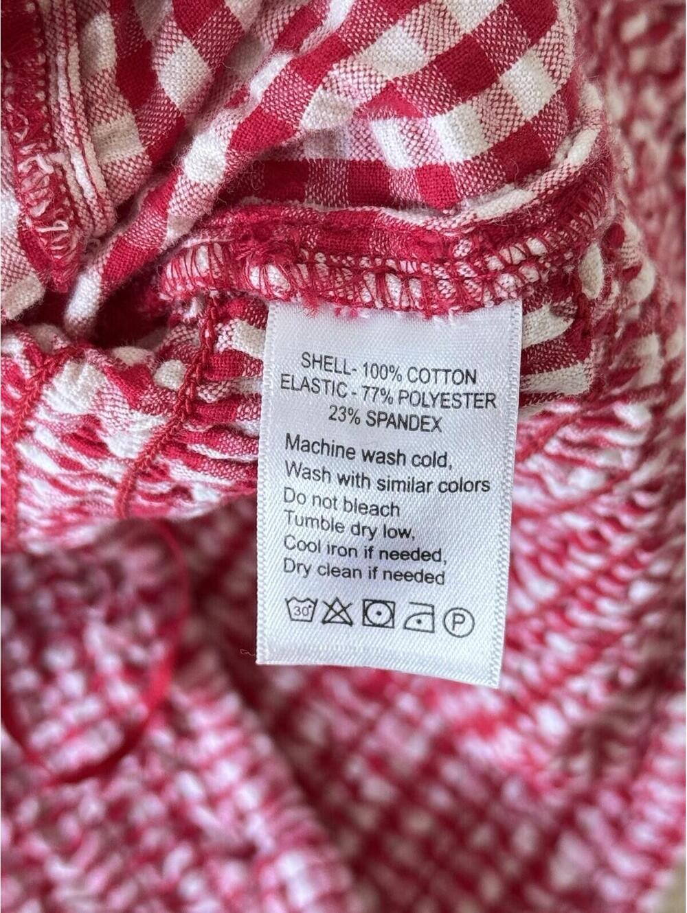 Broadway 38 Gingham Smocked Crop Top M Pink White Check Ruffle Strap Cottagecore - Picture 9 of 9